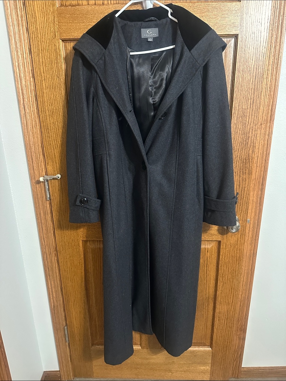Gallery Black Long Hooded Trench Coat